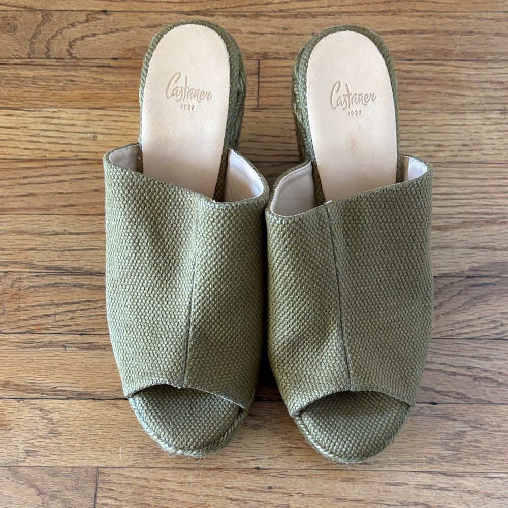 Castaner Khaki Espadrille Slides